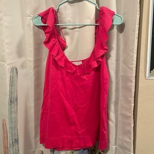 Hot Pink Ruffle Sleeve Top